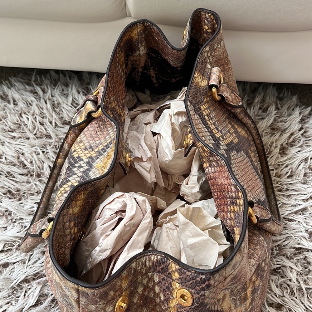 Prada Python Snake Pattern Large Leather Tote Bag - image 8